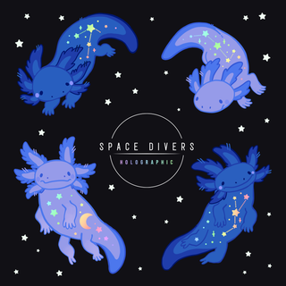 Holographic Space Diver Sticker Set