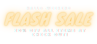 Promotional text for a flash sale with a 20% discount on all items at check out.